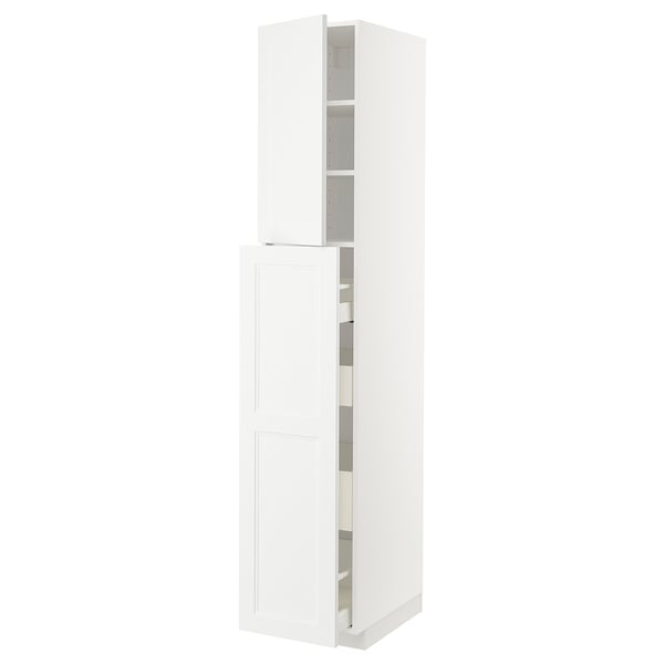 METOD / MAXIMERA hc w p-o func 4drw/1dr/2shlv, white/Axstad matt white, 40x60x220 cm