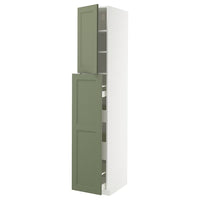 METOD / MAXIMERA hc w p-o func 4drw/1dr/2shlv, white/Axstad grey-green, 40x60x220 cm