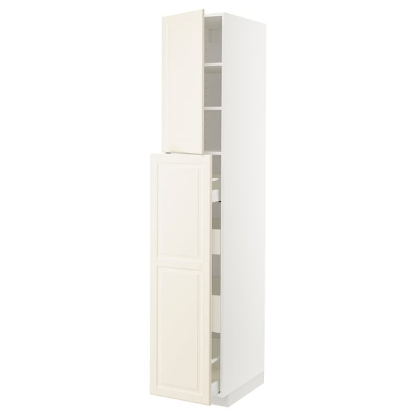METOD / MAXIMERA hc w p-o func 4drw/1dr/2shlv, white/Bodbyn off-white, 40x60x220 cm