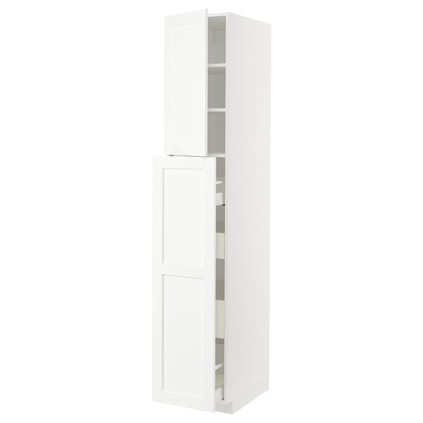 METOD / MAXIMERA hc w p-o func 4drw/1dr/2shlv, white Enköping/white wood effect, 40x60x220 cm