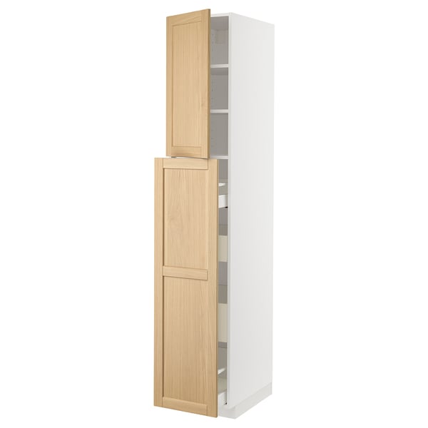 METOD / MAXIMERA - METOD / MAXIMERA Hc w p-o func 4drw/1dr/2shlv, white/Forsbacka oak, 40x60x220 cm