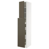METOD / MAXIMERA hc w p-o func 4drw/1dr/2shlv, white/Havstorp brown-beige, 40x60x220 cm