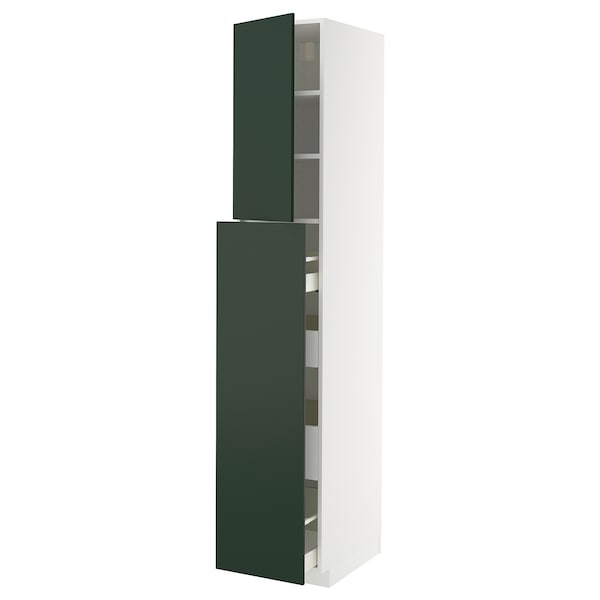 METOD / MAXIMERA - Cabinet al/elem estr/4cass/1ant/2rip, white/Havstorp deep green,40x60x220 cm