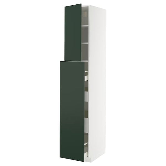 Ikea METOD / MAXIMERA - Hc w p-o func 4drw/1dr/2shlv, white/Havstorp deep green, 40x60x220 cm