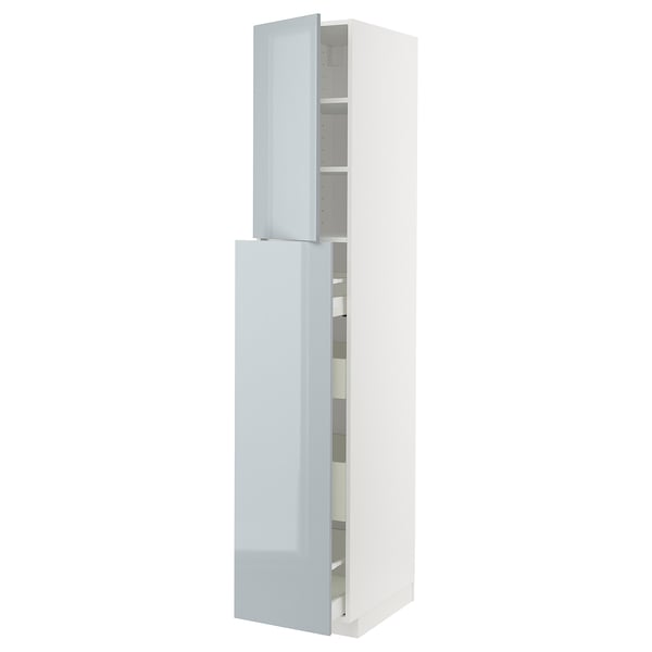 METOD / MAXIMERA - METOD / MAXIMERA Hc w p-o func 4drw/1dr/2shlv, white/Kallarp light grey-blue, 40x60x220 cm
