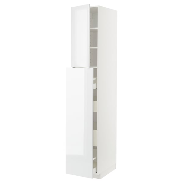 METOD / MAXIMERA hc w p-o func 4drw/1dr/2shlv, white/Ringhult white, 40x60x220 cm