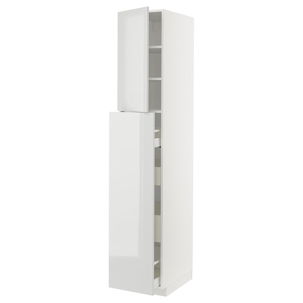 METOD / MAXIMERA hc w p-o func 4drw/1dr/2shlv, white/Ringhult light grey, 40x60x220 cm