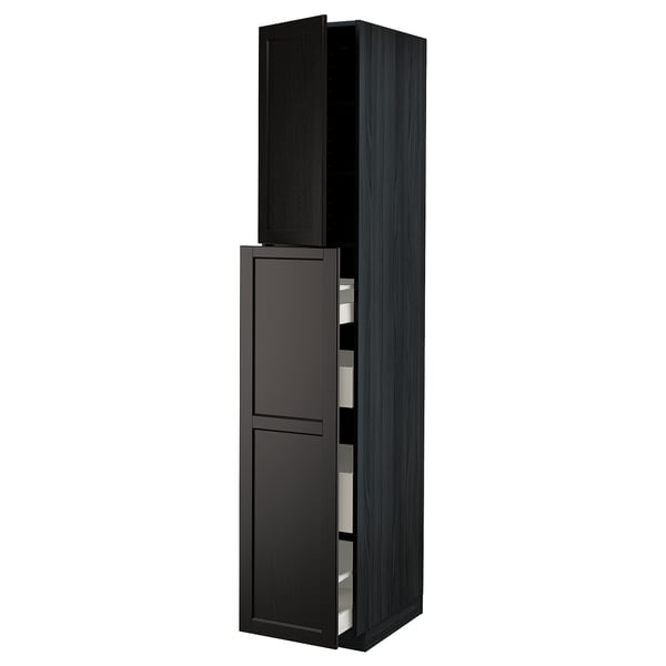 METOD / MAXIMERA hc w p-o func 4drw/1dr/2shlv, black/Lerhyttan black stained