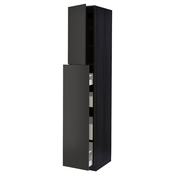 METOD / MAXIMERA - METOD / MAXIMERA Hc w p-o func 4drw/1dr/2shlv, black/Nickebo matt anthracite, 40x60x220 cm