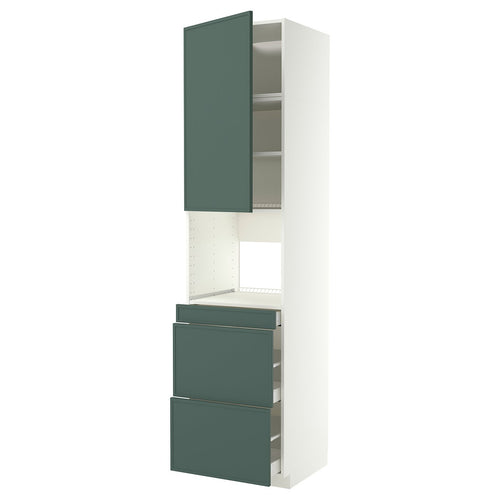METOD / MAXIMERA hi cab f micro combi w door/3 drwrs, white/Aspudden dark grey-green, 60.0x240.0x60.0 cm