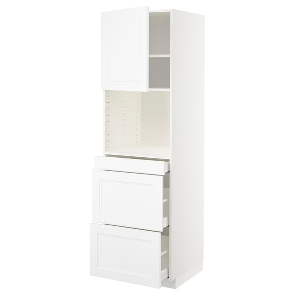 METOD / MAXIMERA hi cab f micro combi w door/3 drwrs, white/Axstad matt white, 60x60x200 cm