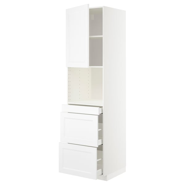 METOD / MAXIMERA hi cab f micro combi w door/3 drwrs, white/Axstad matt white, 60x60x220 cm