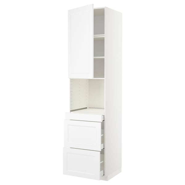 METOD / MAXIMERA hi cab f micro combi w door/3 drwrs, white/Axstad matt white, 60x60x240 cm