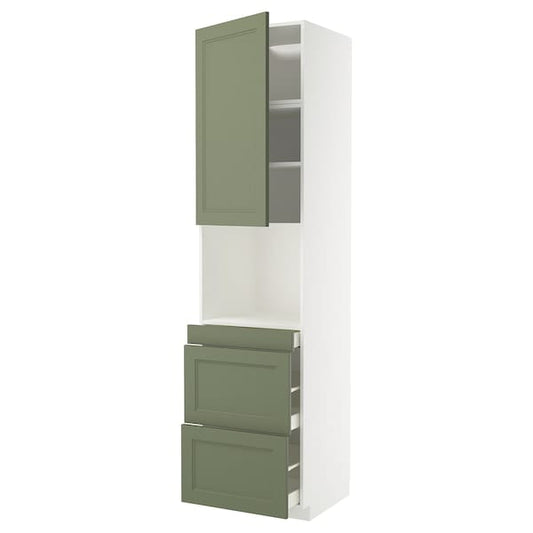 Ikea METOD / MAXIMERA - Cabinet alt micro com/anta/3drawers, white/Axstad gray-green,60x60x240 cm