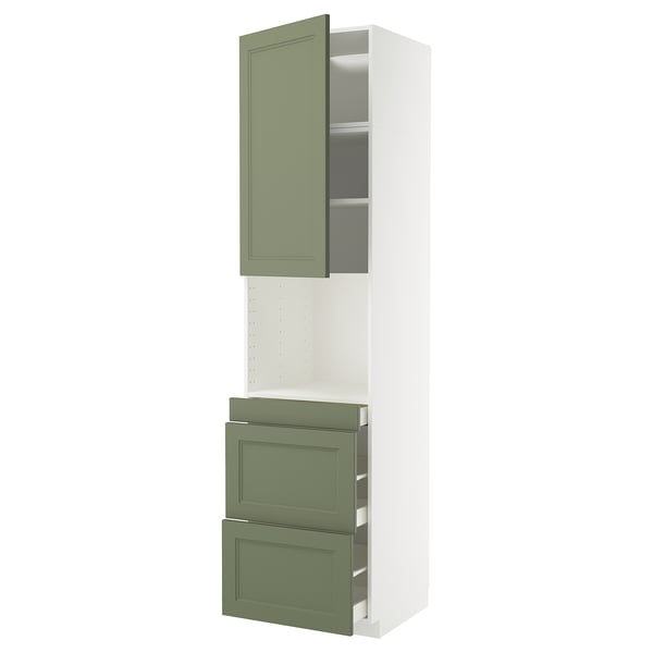 METOD / MAXIMERA - METOD / MAXIMERA Hi cab f micro combi w door/3 drwrs, white/Axstad grey-green, 60x60x240 cm