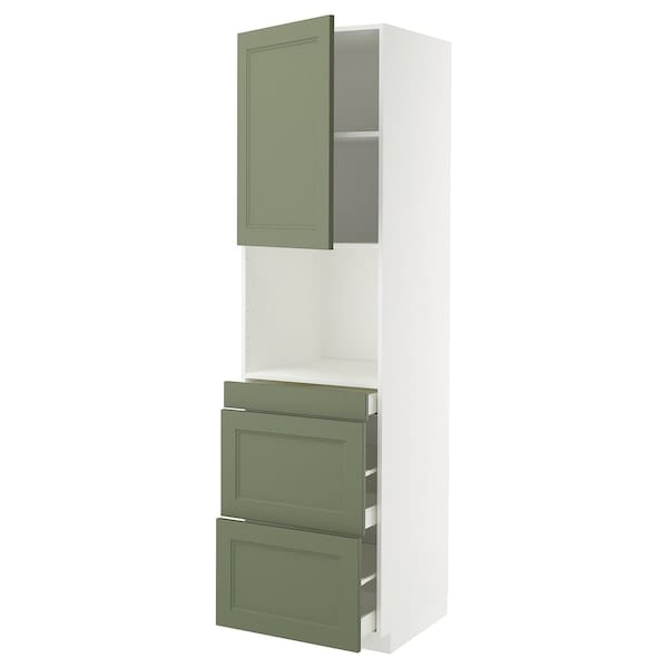 Ikea METOD / MAXIMERA - Cabinet alt micro com/anta/3drawers, white/Axstad gray-green,60x60x220 cm