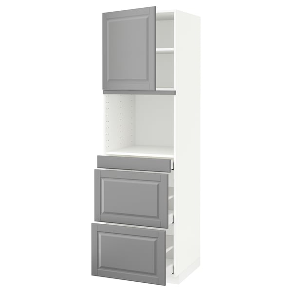 METOD / MAXIMERA - METOD / MAXIMERA Hi cab f micro combi w door/3 drwrs, white/Bodbyn grey, 60x60x200 cm