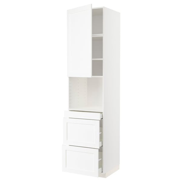 METOD / MAXIMERA - METOD / MAXIMERA Hi cab f micro combi w door/3 drwrs, white Enköping/white wood effect, 60x60x240 cm