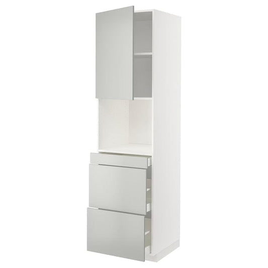 Ikea METOD / MAXIMERA - Hi cab f micro combi w door/3 drwrs, white/Havstorp light grey, 60x60x220 cm