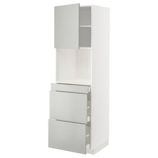 Ikea METOD / MAXIMERA - Hi cab f micro combi w door/3 drwrs, white/Havstorp light grey, 60x60x200 cm