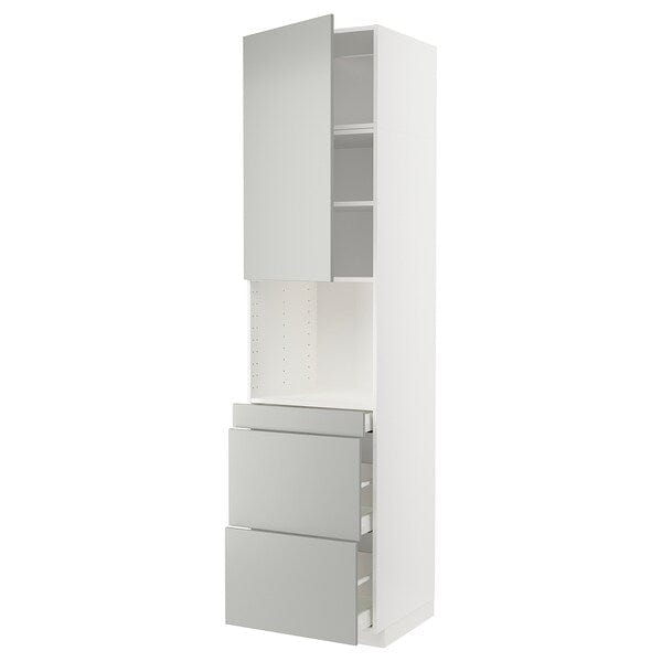 Ikea METOD / MAXIMERA - Hi cab f micro combi w door/3 drwrs, white/Havstorp light grey, 60x60x240 cm