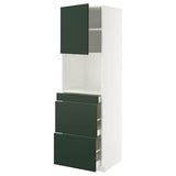 METOD / MAXIMERA hi cab f micro combi w door/3 drwrs, white/Havstorp deep green, 60x60x200 cm