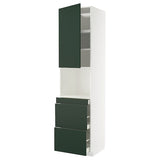 METOD / MAXIMERA hi cab f micro combi w door/3 drwrs, white/Havstorp deep green, 60x60x240 cm