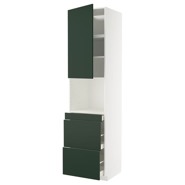 METOD / MAXIMERA - METOD / MAXIMERA Hi cab f micro combi w door/3 drwrs, white/Havstorp deep green, 60x60x240 cm