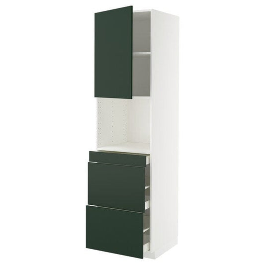 Ikea METOD / MAXIMERA - Hi cab f micro combi w door/3 drwrs, white/Havstorp deep green, 60x60x220 cm