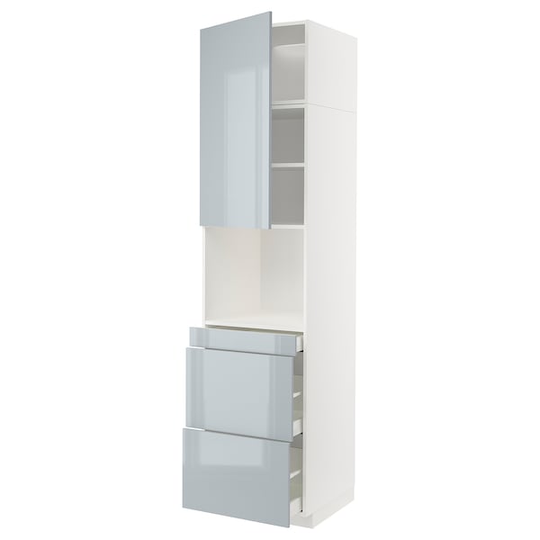 Ikea METOD / MAXIMERA - Hi cab f micro combi w door/3 drwrs, white/Kallarp light grey-blue, 60x60x240 cm