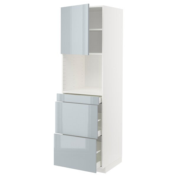 METOD / MAXIMERA - Hi cab f micro combi w door/3 drwrs, white/Kallarp light grey-blue, 60x60x200 cm