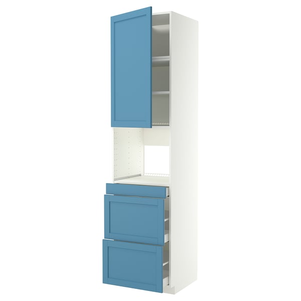 METOD / MAXIMERA cabinet alt micro com/anta/3drawers, white/Lerhyttan blue, 60x60x240 cm