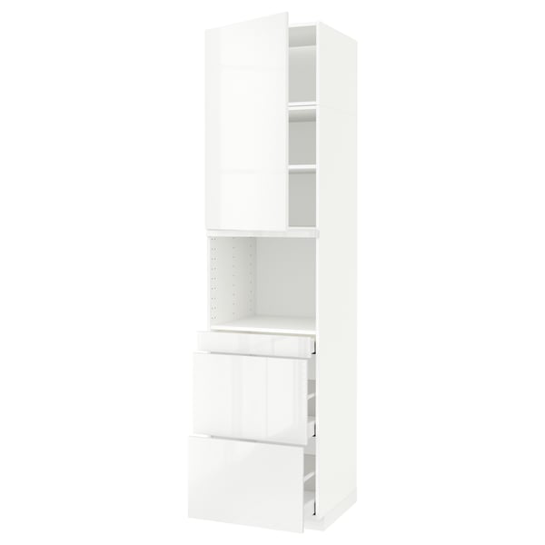METOD / MAXIMERA hi cab f micro combi w door/3 drwrs, white/Ringhult white, 60x60x240 cm
