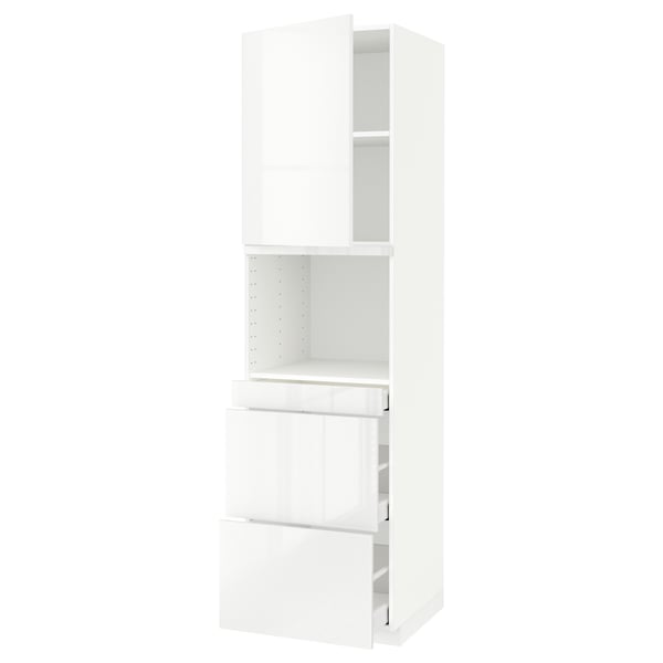 METOD / MAXIMERA hi cab f micro combi w door/3 drwrs, white/Ringhult white, 60x60x220 cm