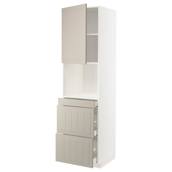METOD / MAXIMERA - METOD / MAXIMERA Hi cab f micro combi w door/3 drwrs, white/Stensund beige, 60x60x220 cm