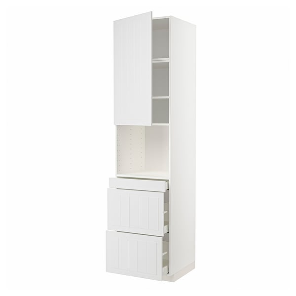 METOD / MAXIMERA hi cab f micro combi w door/3 drwrs, white/Stensund white, 60x60x240 cm