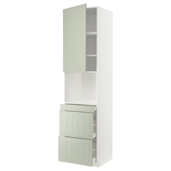 METOD / MAXIMERA - METOD / MAXIMERA Hi cab f micro combi w door/3 drwrs, white/Stensund light green, 60x60x240 cm