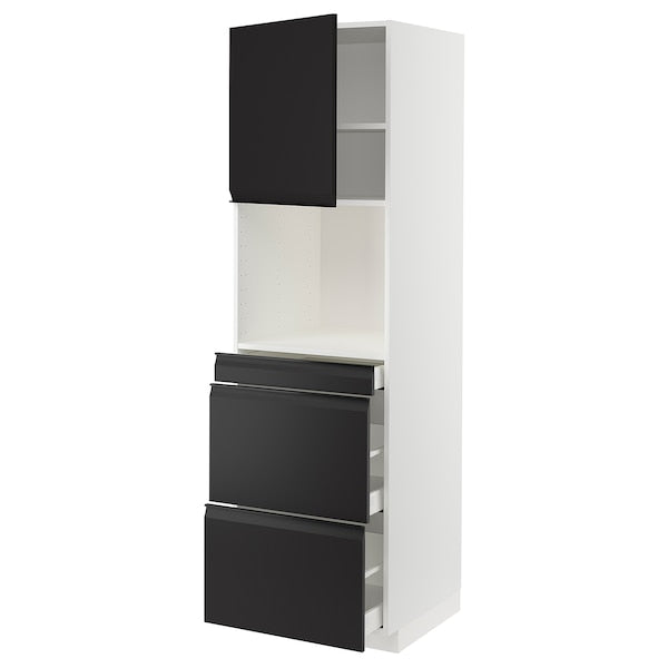 METOD / MAXIMERA - Hi cab f micro combi w door/3 drwrs, white/Upplöv matt anthracite , 60x60x200 cm