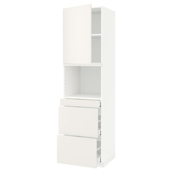METOD / MAXIMERA hi cab f micro combi w door/3 drwrs, white/Veddinge white, 60x60x220 cm