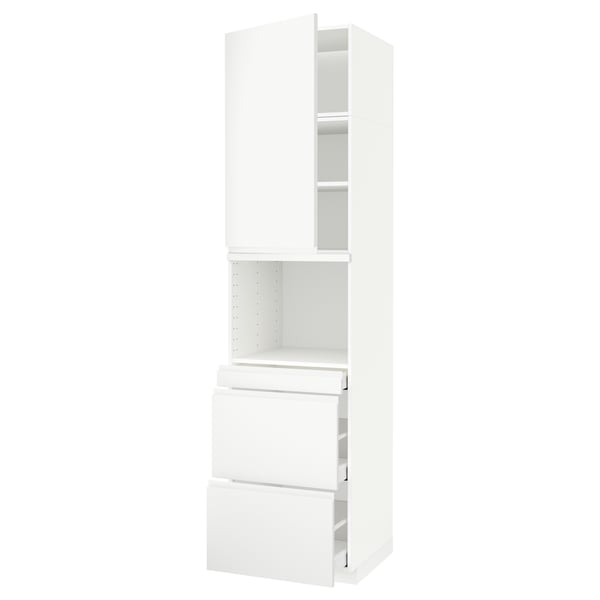 METOD / MAXIMERA - METOD / MAXIMERA Hi cab f micro combi w door/3 drwrs, white/Voxtorp matt white, 60x60x240 cm