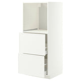 METOD / MAXIMERA high cabinet w 2 drawers for oven, white/Aspudden matt white, 60x60x140 cm