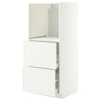 METOD / MAXIMERA high cabinet w 2 drawers for oven, white/Aspudden matt white, 60x60x140 cm
