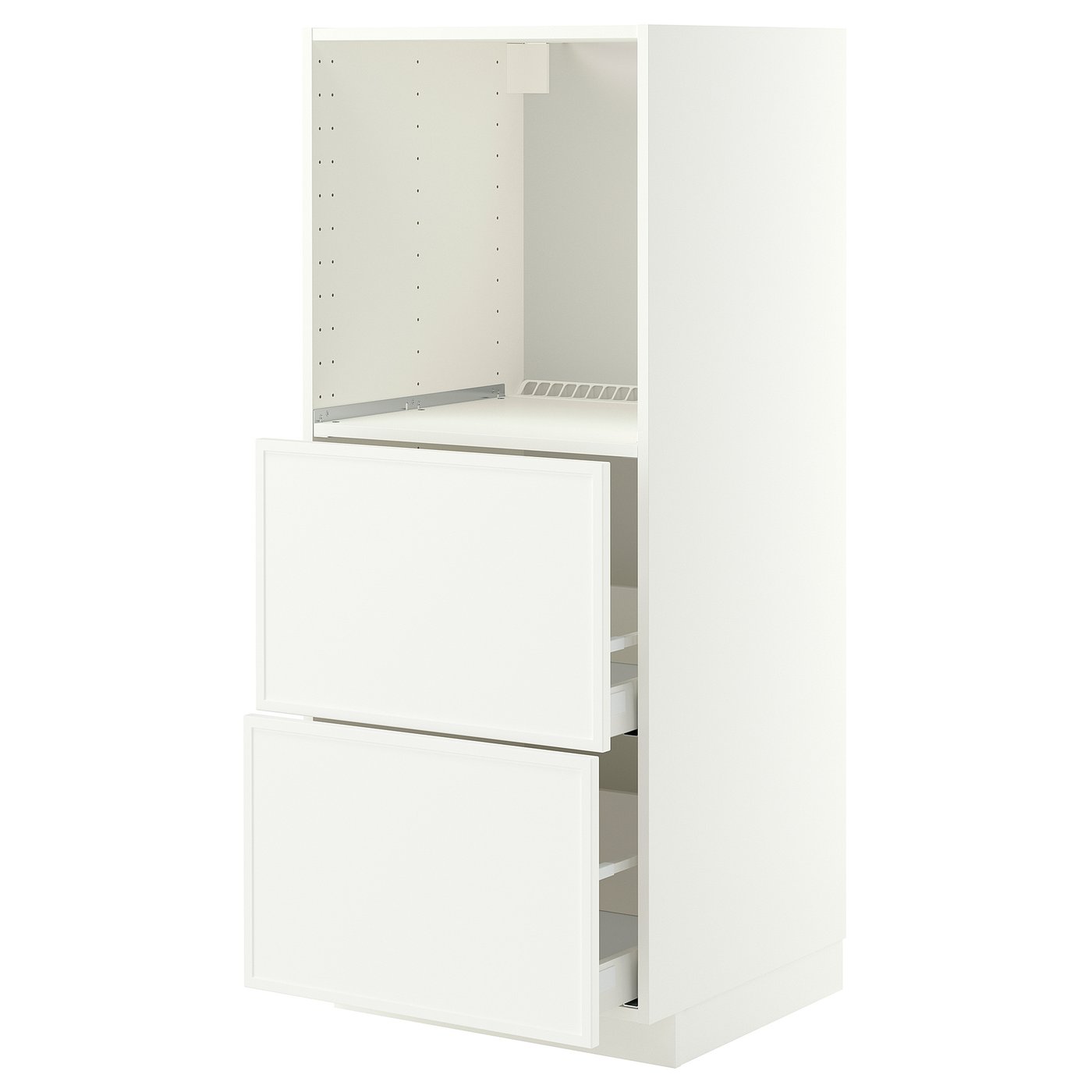 METOD / MAXIMERA high cabinet w 2 drawers for oven, white/Aspudden matt white, 60x60x140 cm
