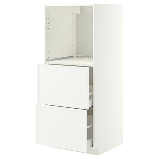 METOD / MAXIMERA high cabinet w 2 drawers for oven, white/Aspudden matt white, 60x60x140 cm