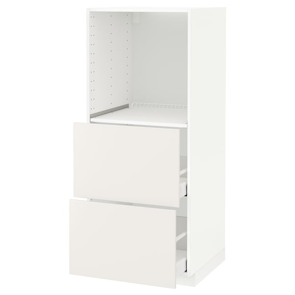 METOD / MAXIMERA high cabinet w 2 drawers for oven, white/Veddinge white, 60x60x140 cm