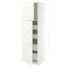 METOD / MAXIMERA hi cab w 2 doors/4 drawers, white/Aspudden matt white, 60x60x200 cm