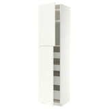 METOD / MAXIMERA hi cab w 2 doors/4 drawers, white/Aspudden matt white, 60x60x240 cm