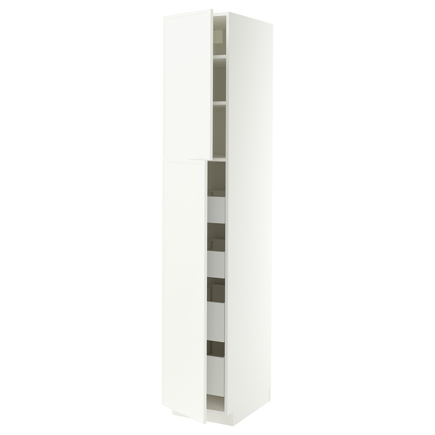 METOD / MAXIMERA hi cab w 2 doors/4 drawers, white/Aspudden matt white, 40x60x220 cm