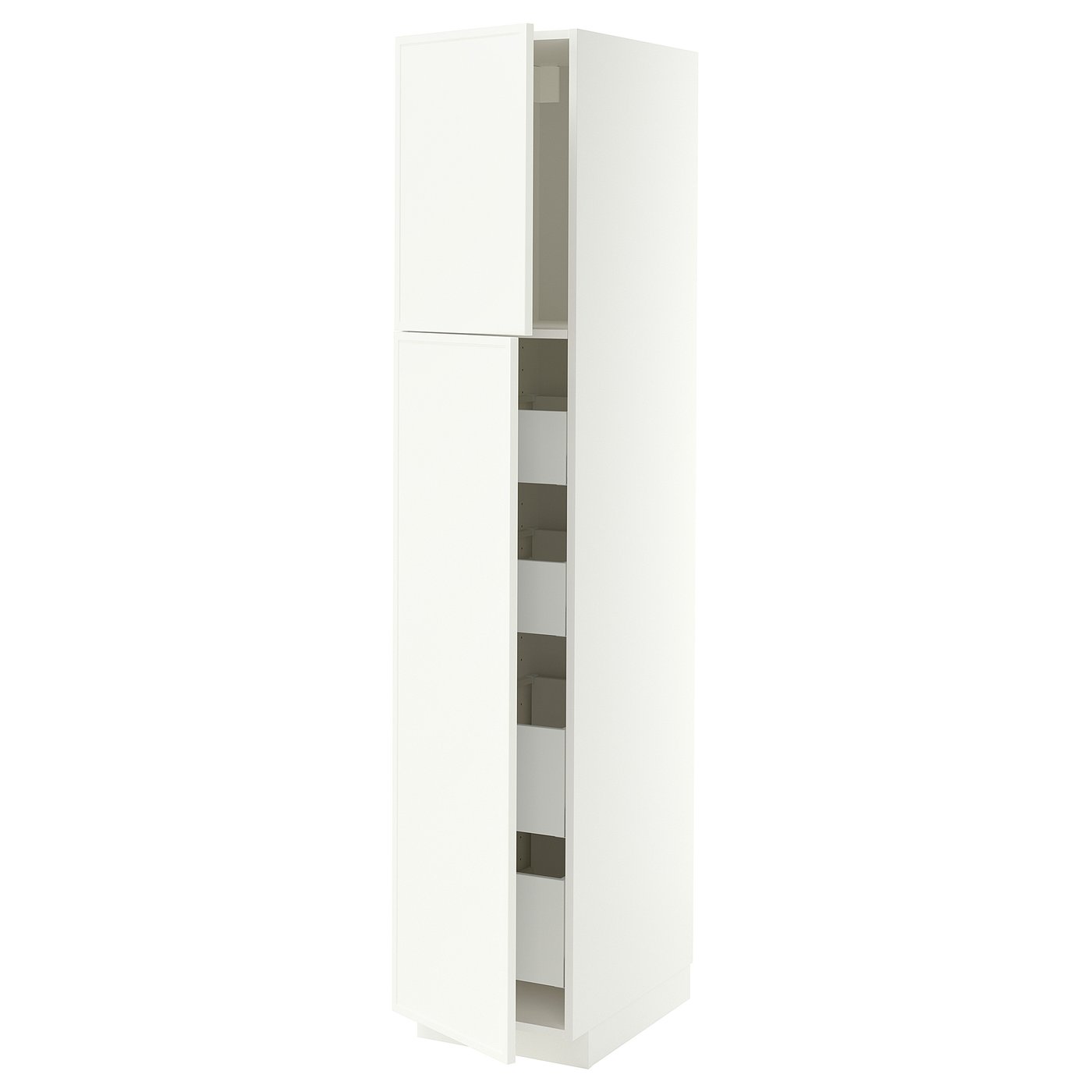 METOD / MAXIMERA hi cab w 2 doors/4 drawers, white/Aspudden matt white, 40x60x200 cm