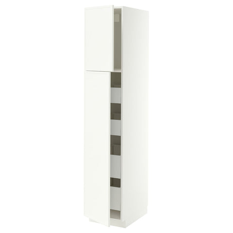 METOD / MAXIMERA hi cab w 2 doors/4 drawers, white/Aspudden matt white, 40x60x200 cm